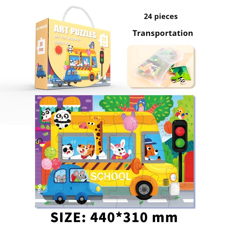 24 pieces transport portable jigsaw puzzle 3-6 years old kindergarten early education educational toys