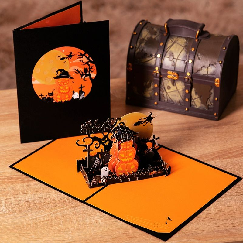 Halloween Pumpkin Birthday Cards 3D Greeting Cards Birthday Pop Up Cards, Halloween Invitation Cards and Envelope Cards for Birthday Invitations Congrats 