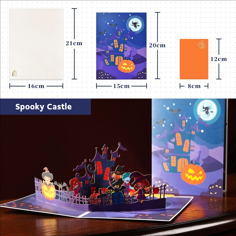 Halloween Spooky Castle Birthday Cards 3D Greeting Cards Birthday Pop Up Cards, Halloween Invitation Cards and Envelope Cards for Birthday Invitation Congratulations 