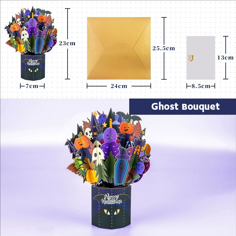 Halloween Mummy Bouquet Birthday Cards 3D Greeting Cards Birthday Pop Up Cards, Halloween Invitation Cards and Envelope Cards Birthday Invitation Greeting Cards 