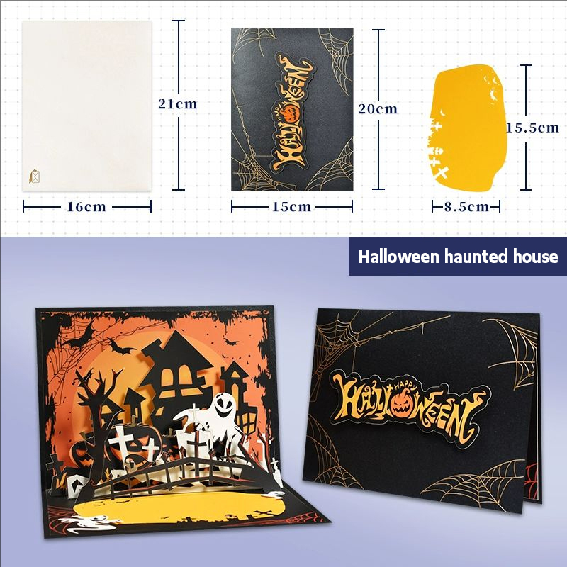 Halloween Haunted House Birthday Greeting Cards 3D Greeting Cards Birthday Pop Up Cards, Halloween Invitation Cards and Envelope Cards Birthday Invitations Greeting Cards 