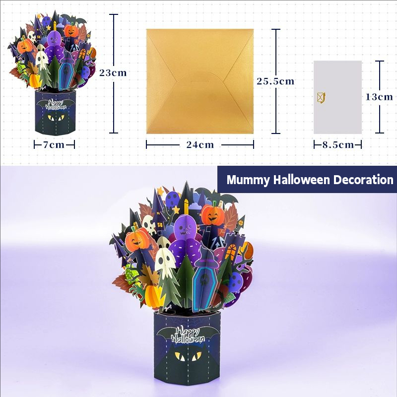 Halloween Mummy Bouquet Birthday Cards 3D Greeting Cards Birthday Pop Up Cards, Halloween Invitation Cards and Envelope Cards Birthday Invitation Greeting Cards 