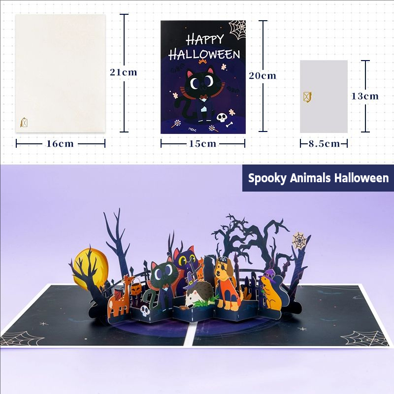 Halloween Spooky Animal Birthday Cards 3D Greeting Cards Birthday Pop Up Cards, Halloween Invitation Cards and Envelope Cards Birthday Invitations Greeting Cards 