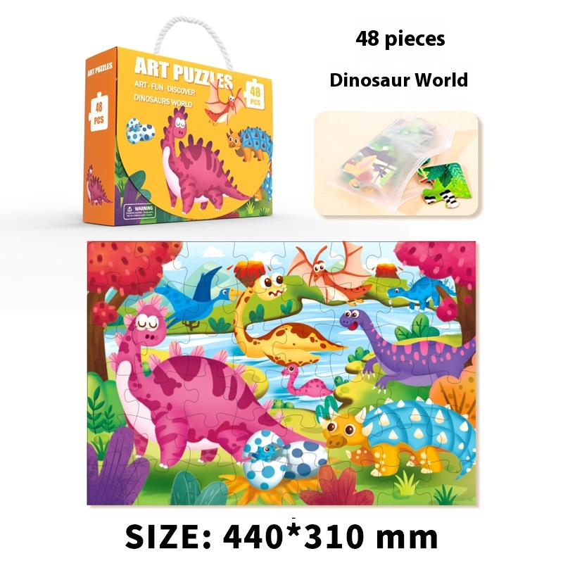 48 Pieces Dinosaur World Puzzle 3-6 Years Kindergarten Early Learning Educational Toys