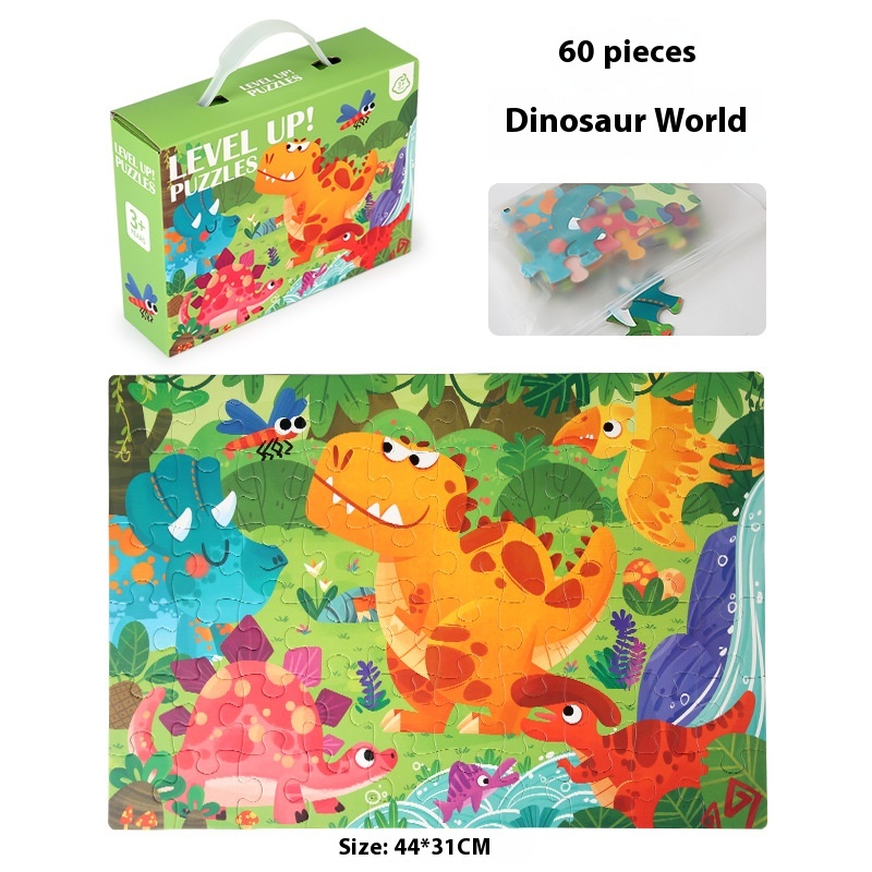 60 Pieces Dinosaur World Puzzle 3-6 Years Kindergarten Early Learning Educational Toys