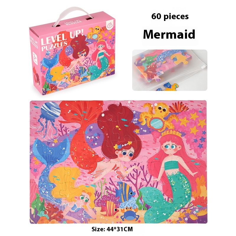 60 Pieces Mermaid Puzzle 3-6 Years Kindergarten Early Learning Educational Toys