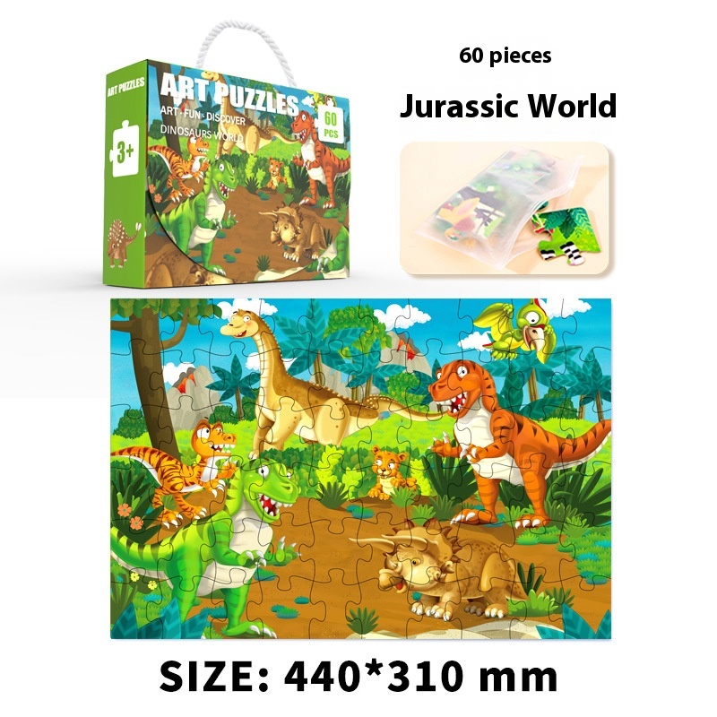 60 Pieces Jurassic World Puzzle 3-6 Years Kindergarten Early Learning Educational Toys