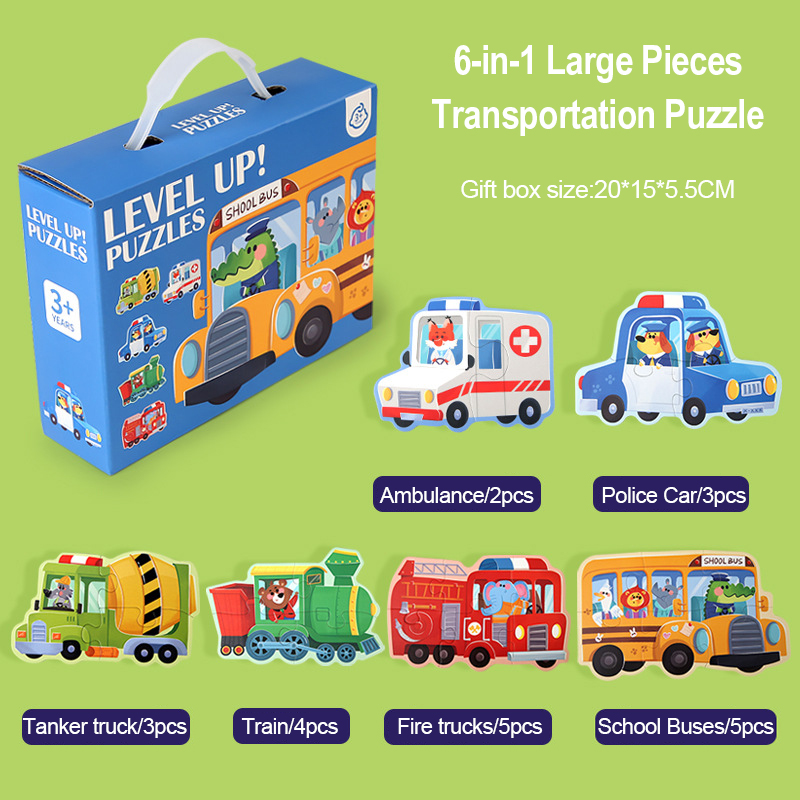 6 in 1 Big Block Traffic Puzzle 3-6 Years Kindergarten Early Learning Educational Toys