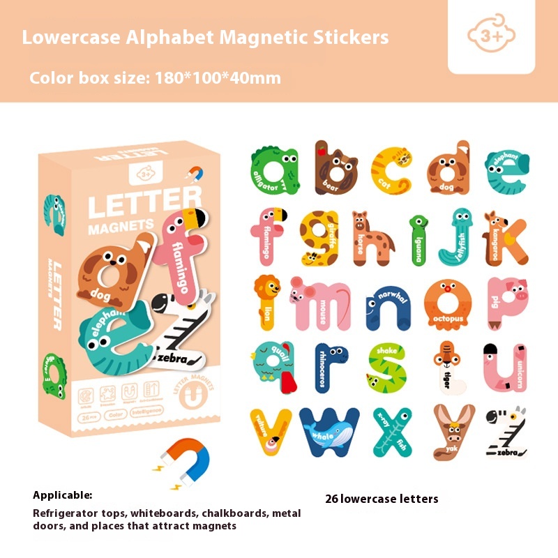 Children's early education magnetic puzzle lowercase letters refrigerator stickers 3-6 years old kindergarten cognitive educational toys