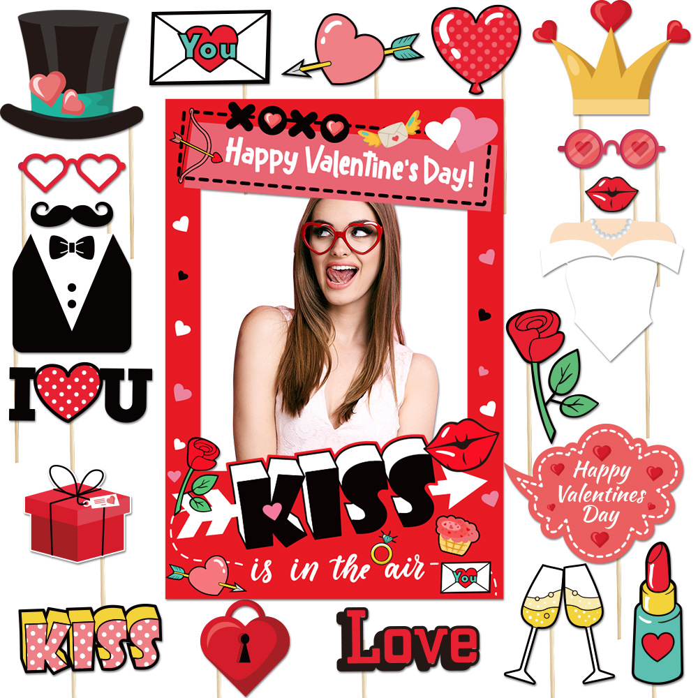 2025 Valentine's Day Decoration Adult Children Paper Photo Frame Photo Props Party Supplies